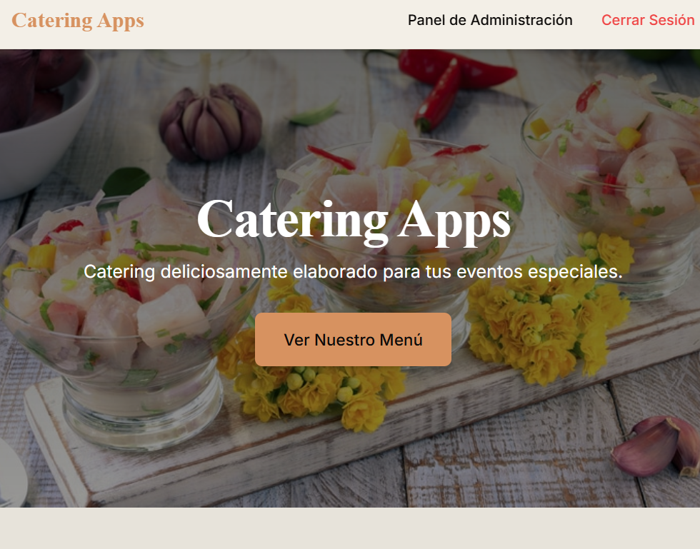 Aplicación de Servicio de catering para pedidos, entregas y agenda online de productos.