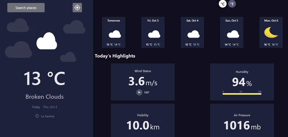 Aplicación para consultar el clima en tiempo real.